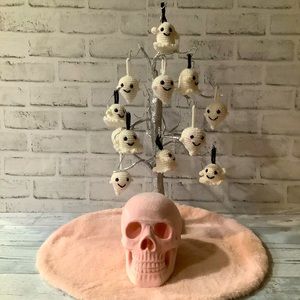 CANDY CORN LANE Flocking Skull Decor